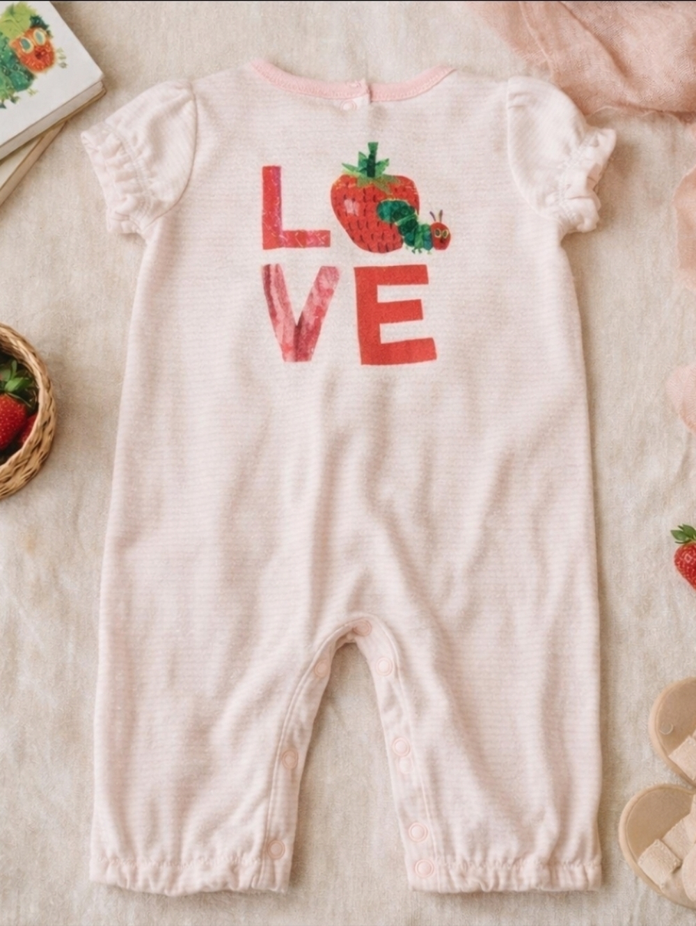 Gymboree x Eric Carle Very Hungry Caterpillar LOVE Romper 6-12M Strawberry 2015